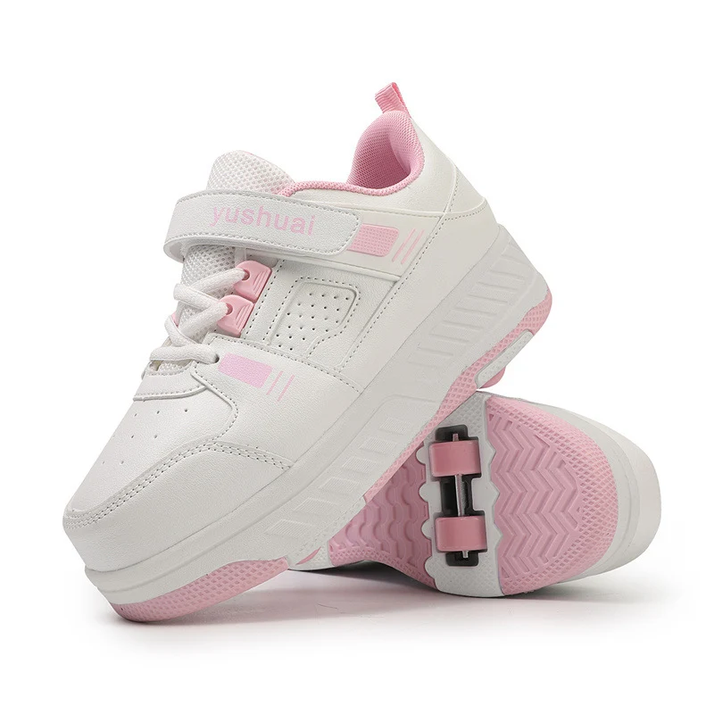 New heloo shoes two-wheel roller shoes children with wheels shoes girls skates student deformation shoes wholesale