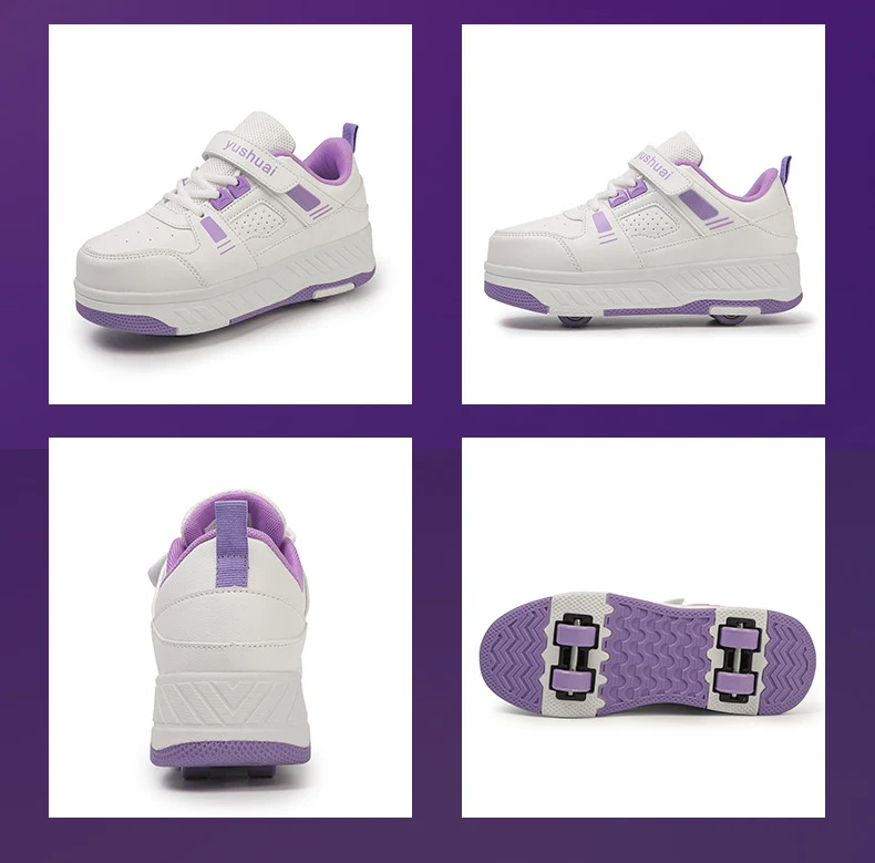 New heloo shoes two-wheel roller shoes children with wheels shoes girls skates student deformation shoes wholesale