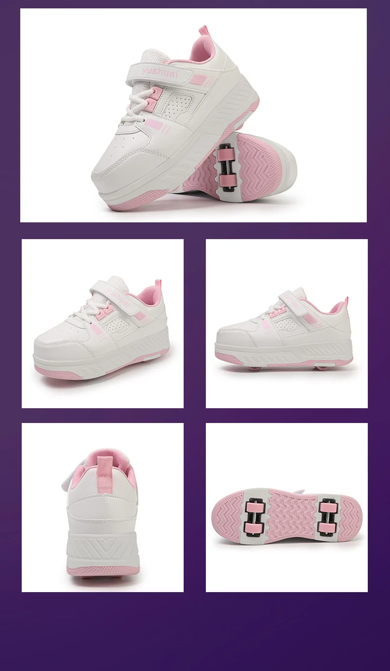 New heloo shoes two-wheel roller shoes children with wheels shoes girls skates student deformation shoes wholesale