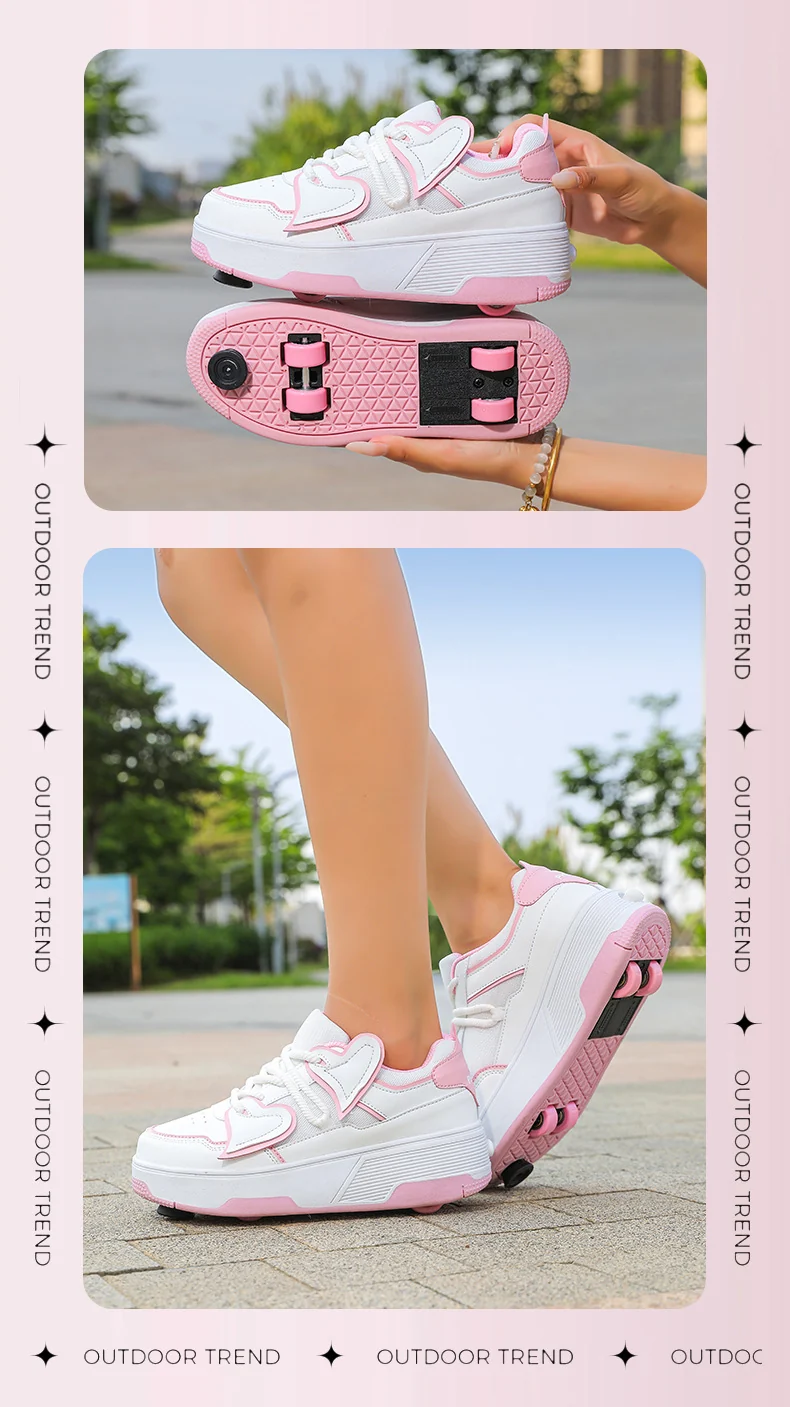Cross-Border Supply of New Children's Four-Wheel Roller Skates for Girls and Primary School Students with Brakes and Invisible Pulley Sports Shoes