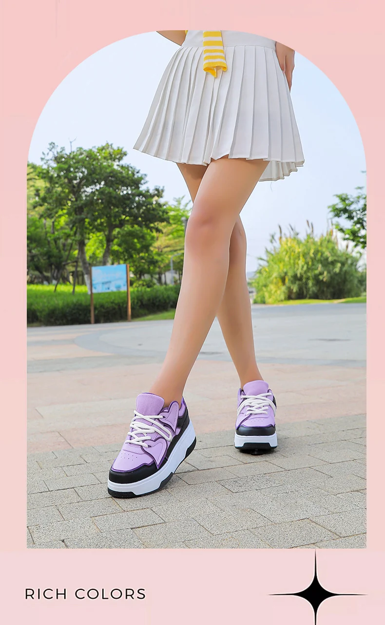 Cross-Border Supply of New Children's Four-Wheel Roller Skates for Girls and Primary School Students with Brakes and Invisible Pulley Sports Shoes