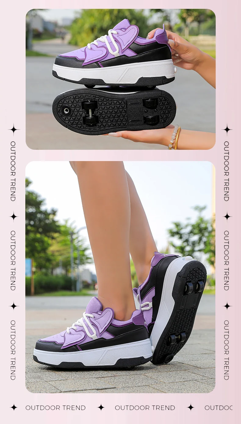 Cross-Border Supply of New Children's Four-Wheel Roller Skates for Girls and Primary School Students with Brakes and Invisible Pulley Sports Shoes