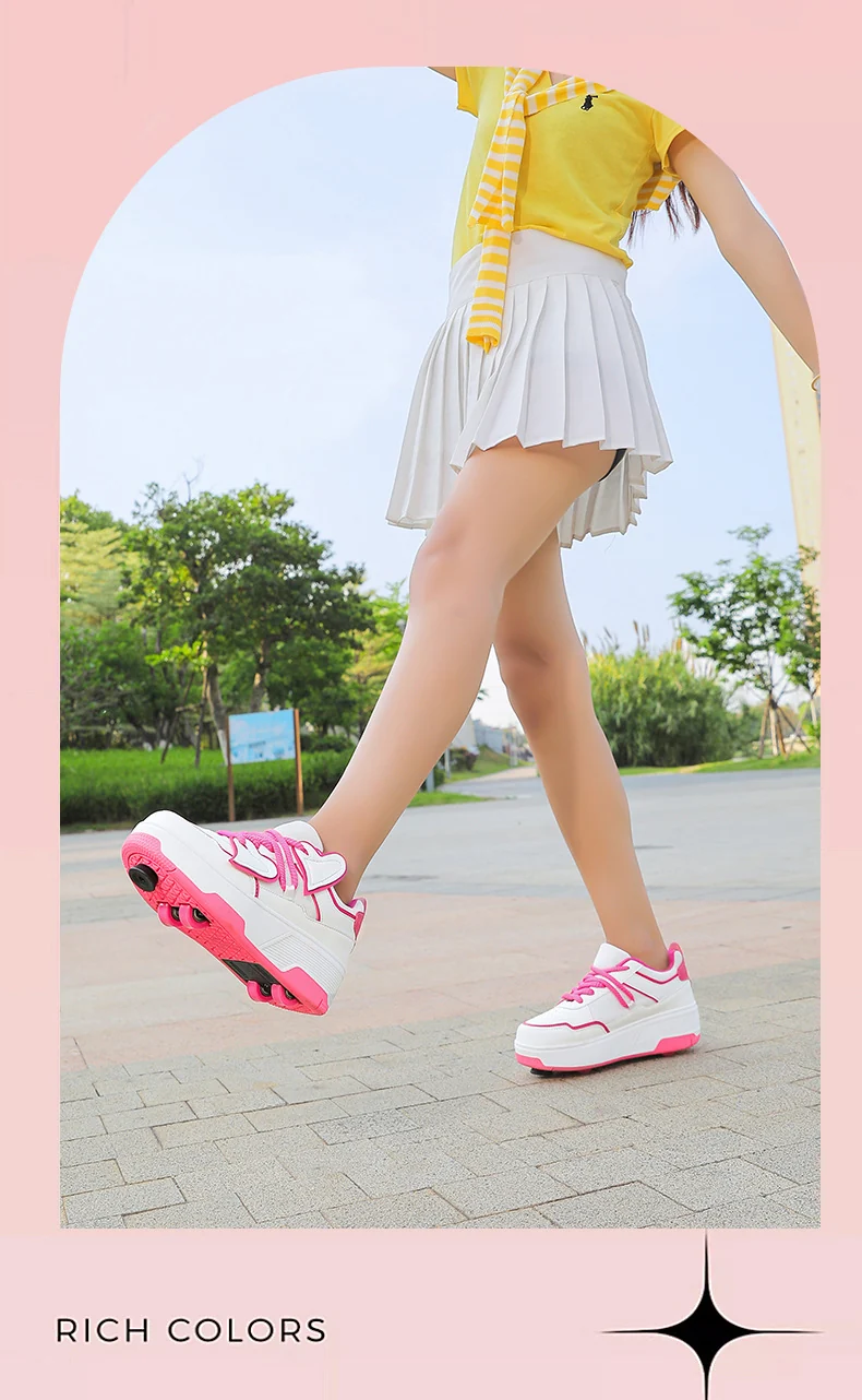 Cross-Border Supply of New Children's Four-Wheel Roller Skates for Girls and Primary School Students with Brakes and Invisible Pulley Sports Shoes