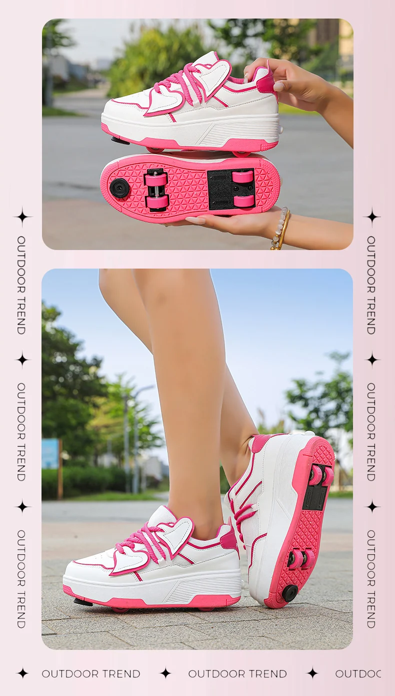 Cross-Border Supply of New Children's Four-Wheel Roller Skates for Girls and Primary School Students with Brakes and Invisible Pulley Sports Shoes