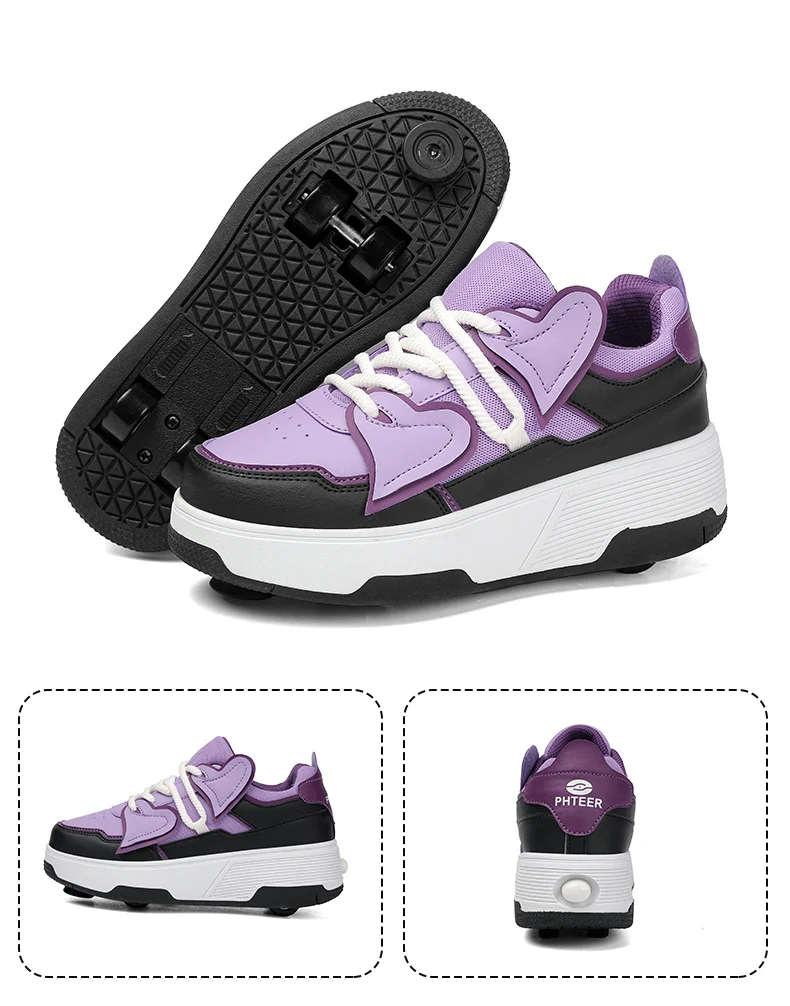 Cross-Border Supply of New Children's Four-Wheel Roller Skates for Girls and Primary School Students with Brakes and Invisible Pulley Sports Shoes