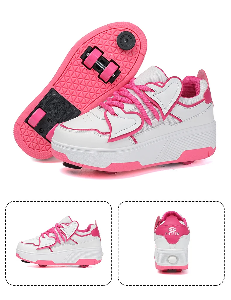Cross-Border Supply of New Children's Four-Wheel Roller Skates for Girls and Primary School Students with Brakes and Invisible Pulley Sports Shoes