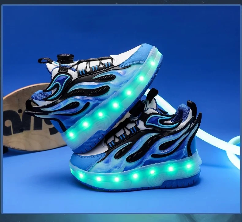 Children's Heelys Shoes, Retractable and Lighted, Boys' Flying Shoes with Wheels, Primary School Students' Roller Skate Shoes