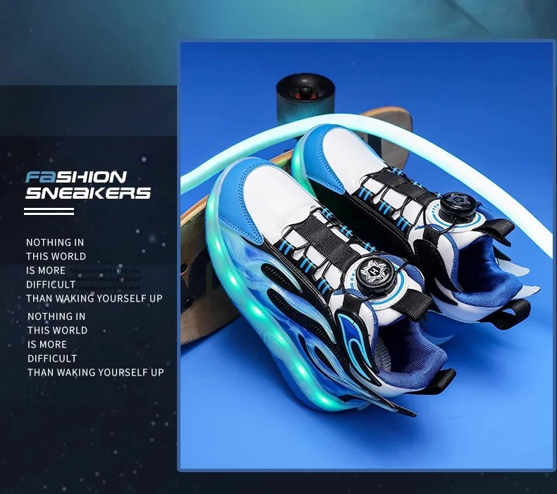 Children's Heelys Shoes, Retractable and Lighted, Boys' Flying Shoes with Wheels, Primary School Students' Roller Skate Shoes