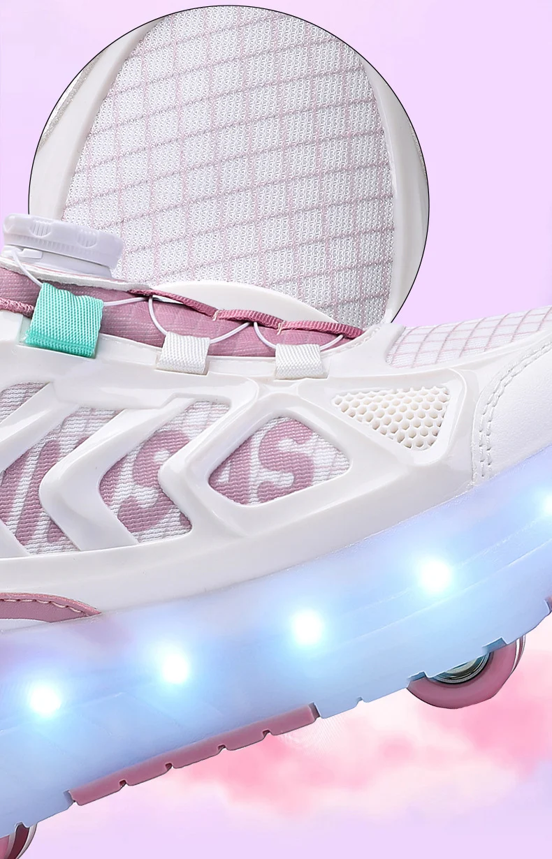 Cross-Border Children's Four-Wheel Roller Shoes, Boys' Light-Up Shoes, Detachable Girls' Student Sports Shoes, Children's Roller Skating Shoes