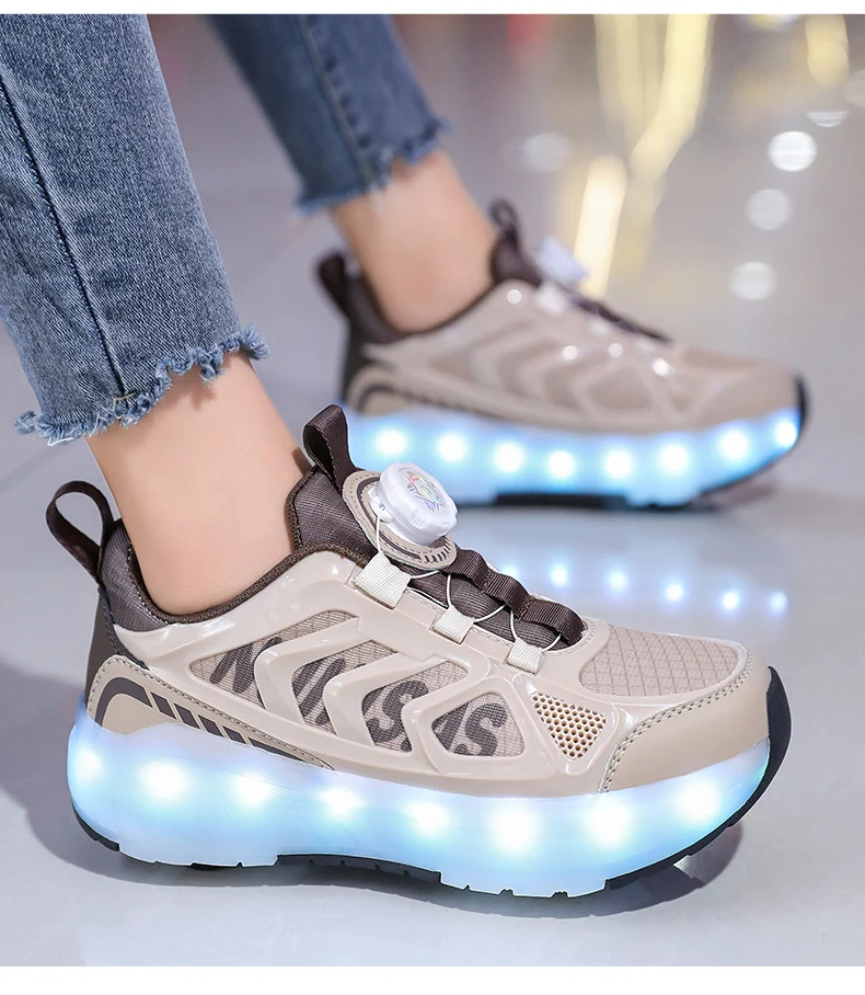 Cross-Border Children's Four-Wheel Roller Shoes, Boys' Light-Up Shoes, Detachable Girls' Student Sports Shoes, Children's Roller Skating Shoes