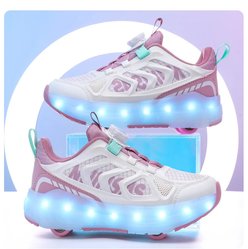 Cross-Border Children's Four-Wheel Roller Shoes, Boys' Light-Up Shoes, Detachable Girls' Student Sports Shoes, Children's Roller Skating Shoes