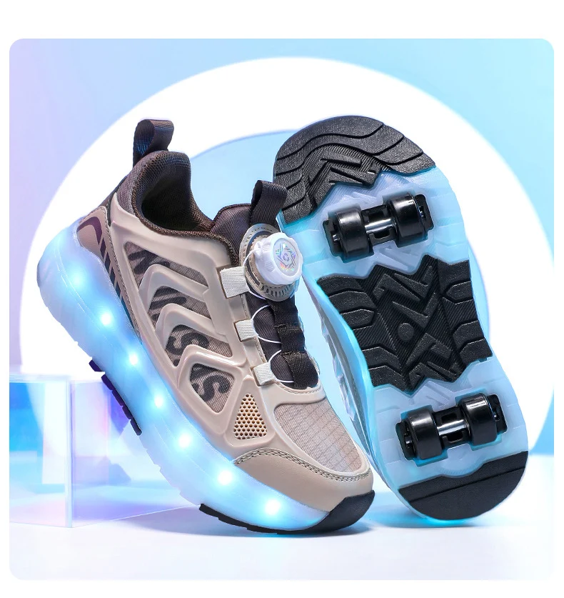 Cross-Border Children's Four-Wheel Roller Shoes, Boys' Light-Up Shoes, Detachable Girls' Student Sports Shoes, Children's Roller Skating Shoes