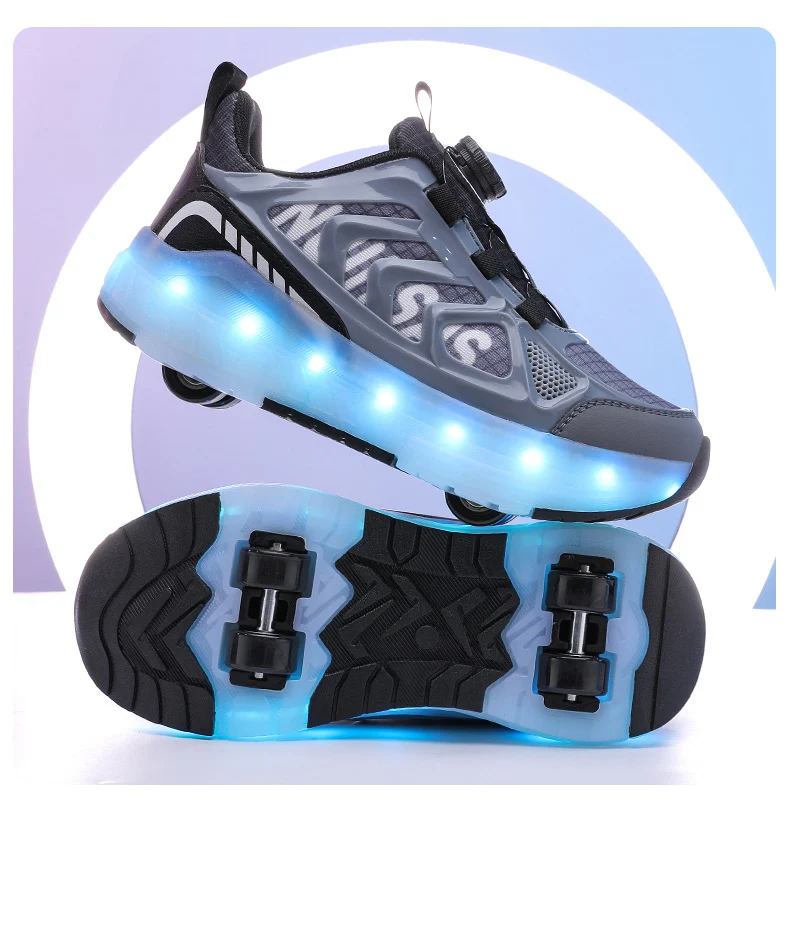 Cross-Border Children's Four-Wheel Roller Shoes, Boys' Light-Up Shoes, Detachable Girls' Student Sports Shoes, Children's Roller Skating Shoes