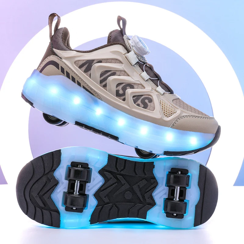 Cross-Border Children's Four-Wheel Roller Shoes, Boys' Light-Up Shoes, Detachable Girls' Student Sports Shoes, Children's Roller Skating Shoes