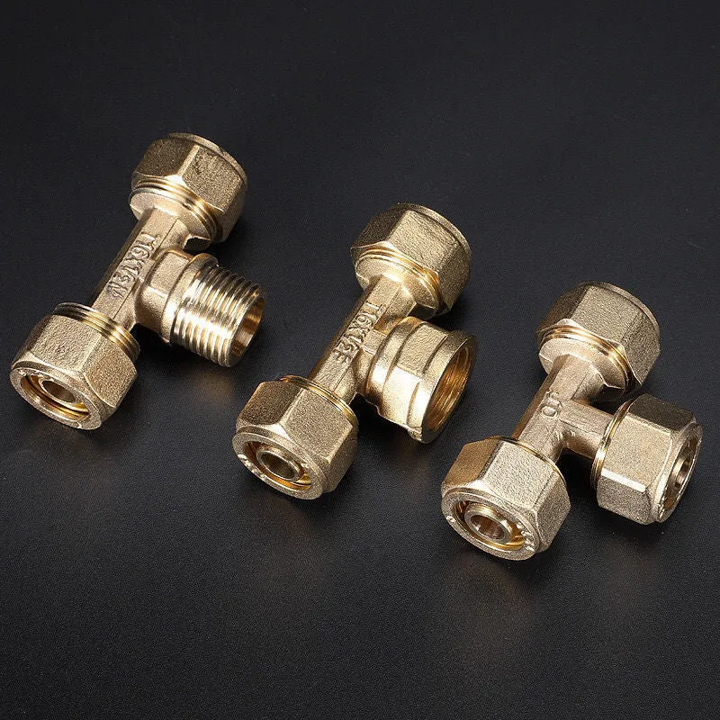 1216 Aluminum plastic pipe copper joint 4 points directly bent through tee four points copper pipe fittings solar water heater accessories