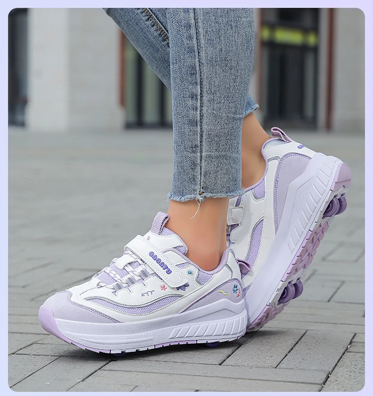Girls' Heelys Sneakers 2025 Mesh Children's Shoes for Older Kids Roller Skates Girls' Four-Wheel Skates