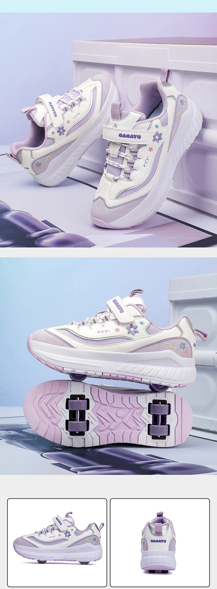 Girls' Heelys Sneakers 2025 Mesh Children's Shoes for Older Kids Roller Skates Girls' Four-Wheel Skates