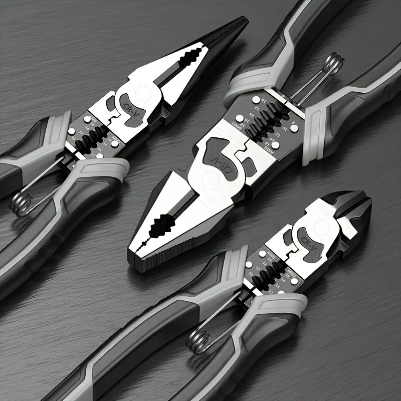 German-Style Multi-Functional Hand Pliers, Industrial-Grade Eccentric Wire Pliers, Needle-Nose Pliers, Diagonal Nose Pliers, Electrician's Special Pliers for Wire Stripping