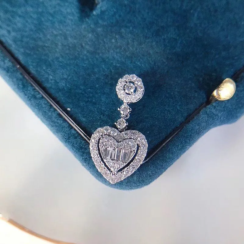Romantic Heart Pendant Necklace for Women Sparkling Stone Wedding Jewelry