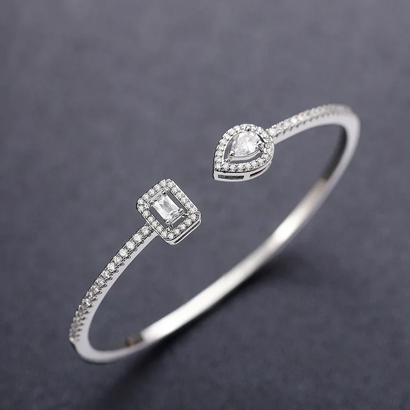 White Diamond Bracelet Emerald Cut Lab Grown Diamond Minimalist Women's Everyday Wear