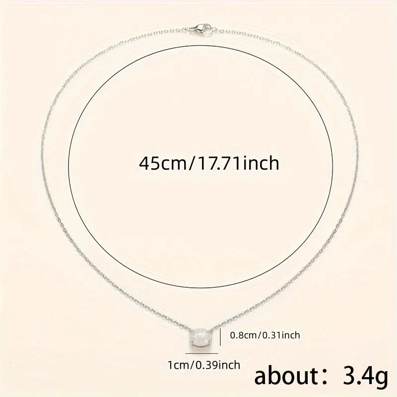 Oval Iridescent Gemstone Pendant Necklace Claw Setting Classic Unisex Link Chain Jewelry