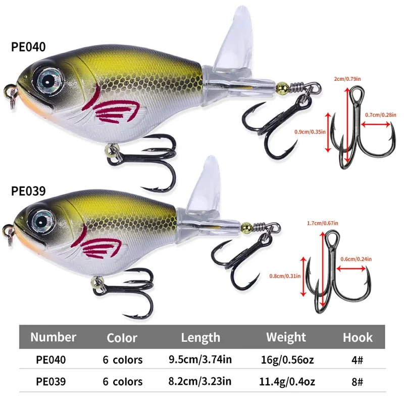 16G Topwater Fishing Lures 11g Popper Fishing Lure for Bass Catfish Pike Perch Floating Pencil Bass Bait with Rotating Tail