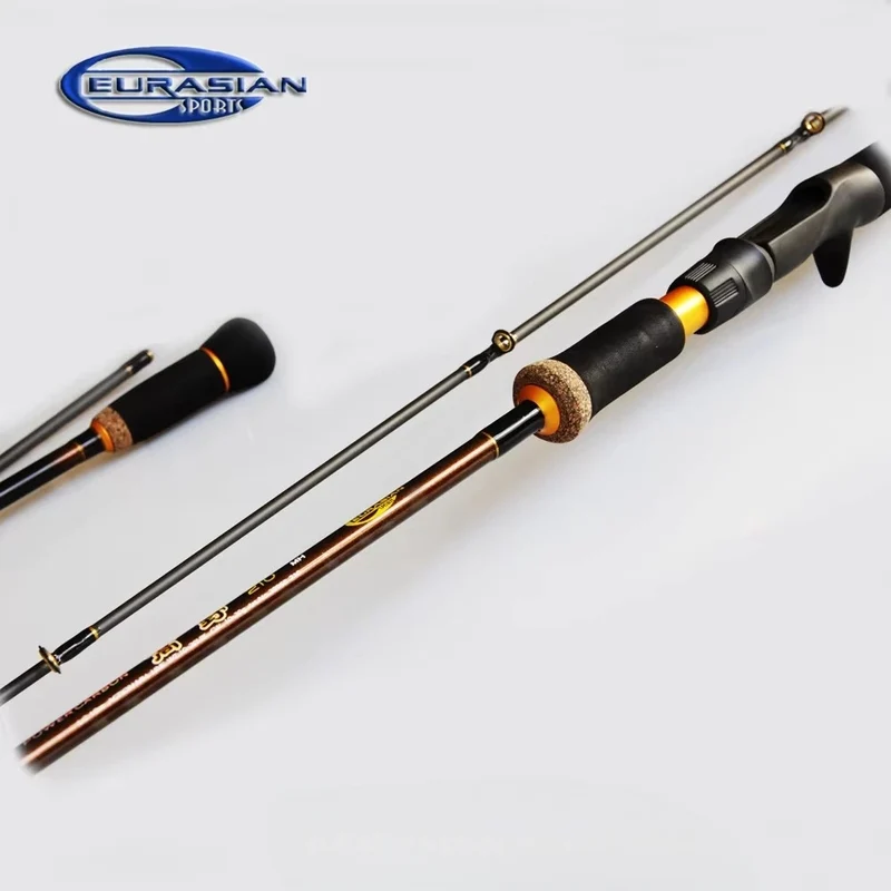 2.10m 10-30g MH Fast Action Carbon Spinning or Casting Fishing Rod Ceramics Gold Ring Guide Handle with Hard EVA+ruber Cork