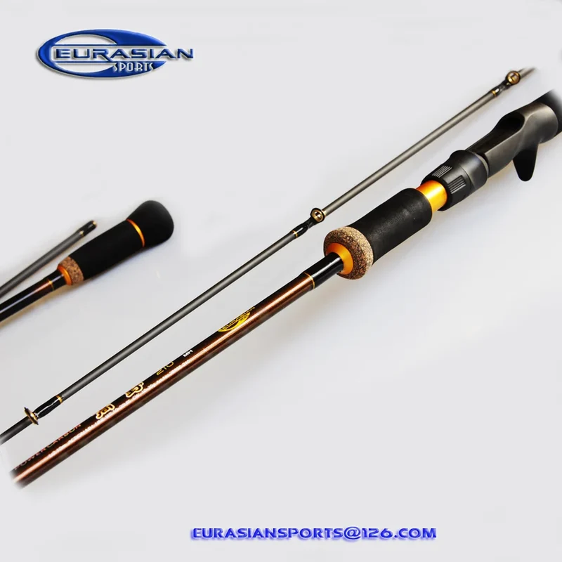 2.10m 10-30g MH Fast Action Carbon Spinning or Casting Fishing Rod Ceramics Gold Ring Guide Handle with Hard EVA+ruber Cork