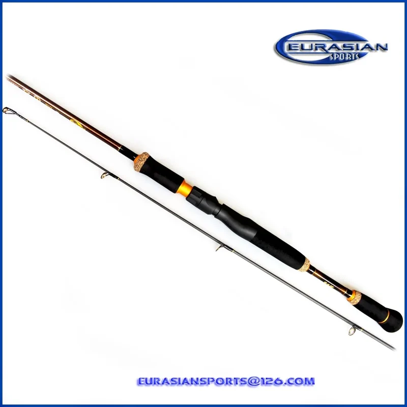 2.10m 10-30g MH Fast Action Carbon Spinning or Casting Fishing Rod Ceramics Gold Ring Guide Handle with Hard EVA+ruber Cork