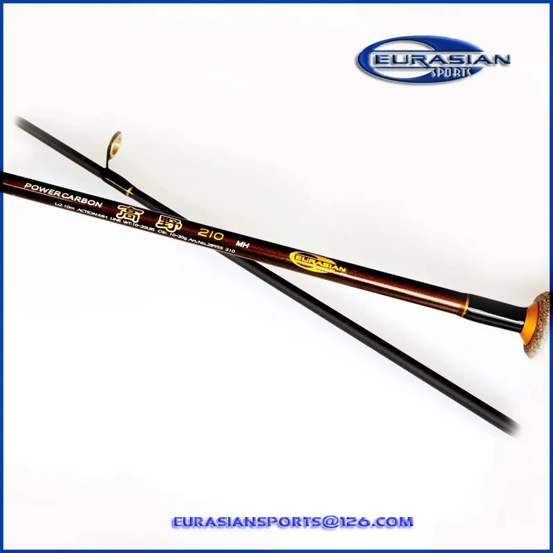 2.10m 10-30g MH Fast Action Carbon Spinning or Casting Fishing Rod Ceramics Gold Ring Guide Handle with Hard EVA+ruber Cork