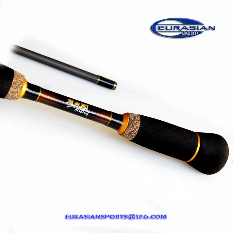2.10m 10-30g MH Fast Action Carbon Spinning or Casting Fishing Rod Ceramics Gold Ring Guide Handle with Hard EVA+ruber Cork
