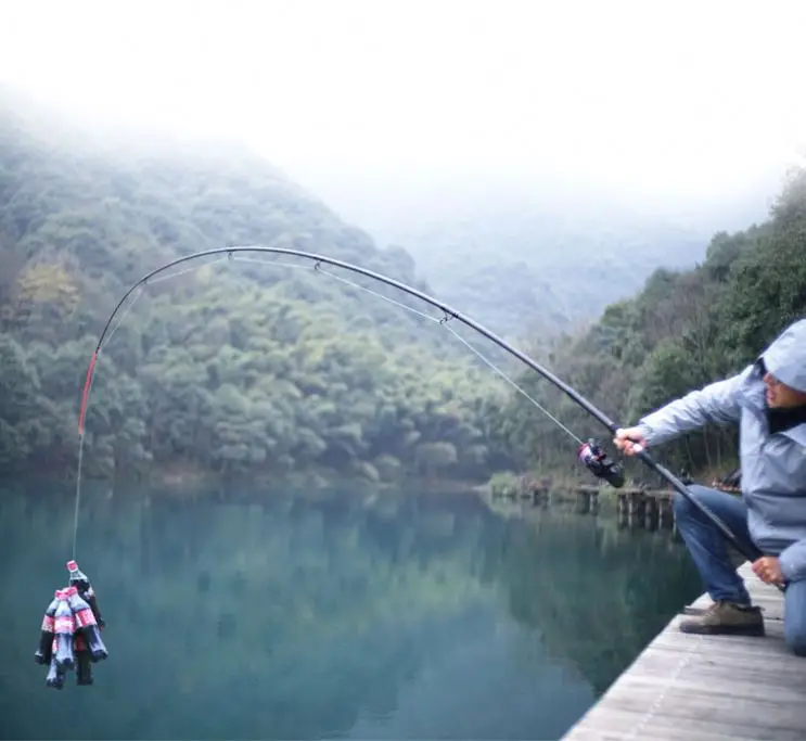 Topline High Quality Carbon Spinning Rod 2.1m-5.4m Super Light 5/6/7/8 Sections Telescopic Long Handle Carbon Fiber Fishing Rod