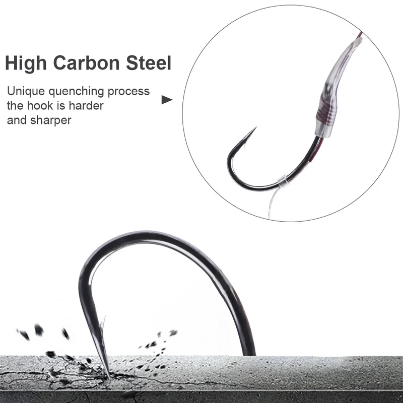 FTK Carp Fishing Hair Rigs Braided Line Thread Steel Hook Rigs Fishing Terminal Tackle