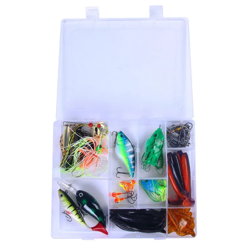 Different Hard Soft Fishing Lure Set Box Frog Hook Shad Spinner Bait Fishing with High Quality