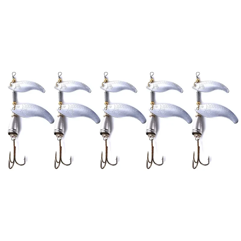 9CM-10.5G-4# Spinner Fishing Bait Lure Mental Two Sequins Blades With a Bell Saltwater Fishing