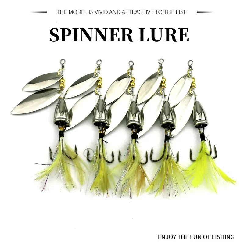 Hengjia 81mm 10.5g Double Sequin Spinner Spoon Rotating Fishing Lure for River Lake Stream