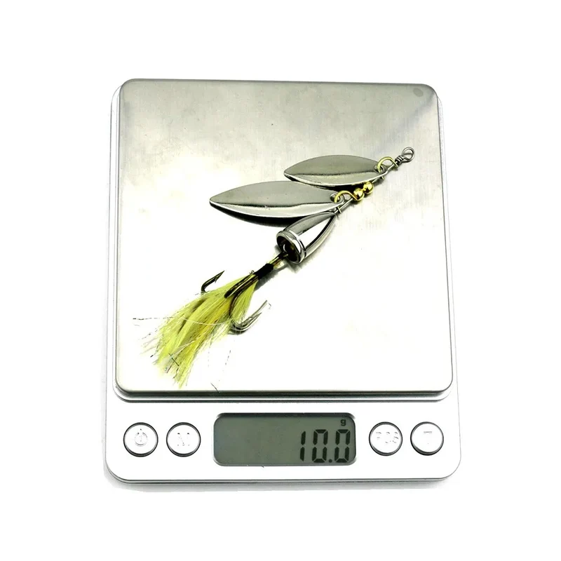 Hengjia 81mm 10.5g Double Sequin Spinner Spoon Rotating Fishing Lure for River Lake Stream