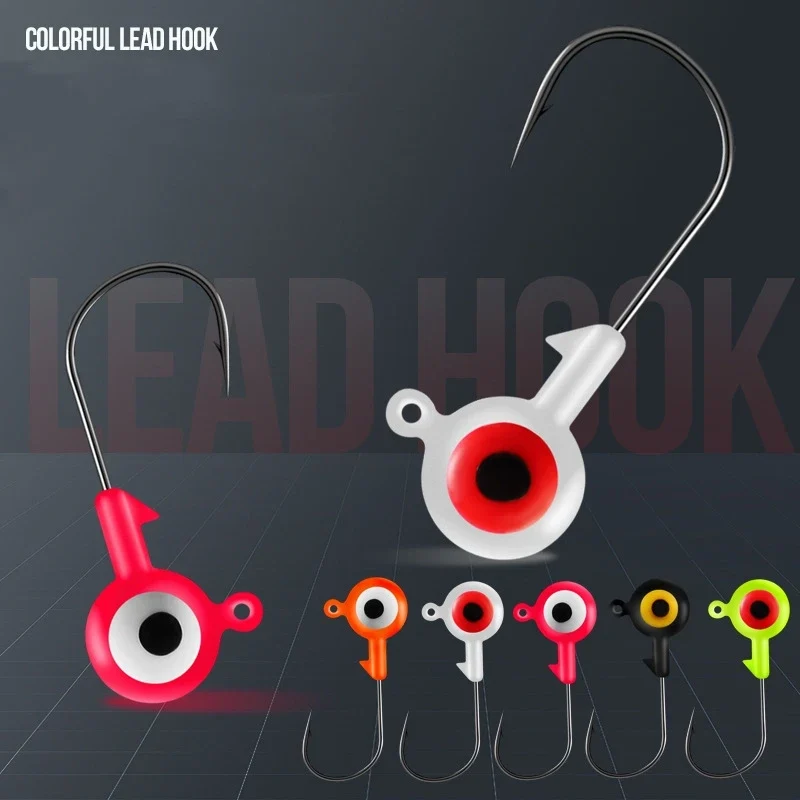 FTK Carbon Steel Fishhooks Lead Head Jig for Carp Bass Fishing with Soft Lures Worm Hook for River Target Species Saltwater Fish