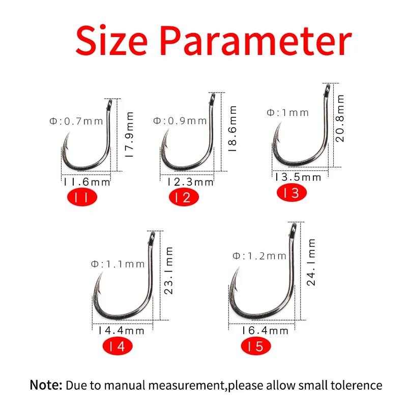 11#-15# Sea Fishing Single Hooks Pipe Hook Handle Short Shank Offset Tip Forged Carbon Steel Black Nickel Barbed Single Hook