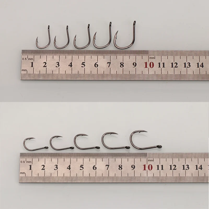 11#-15# Sea Fishing Single Hooks Pipe Hook Handle Short Shank Offset Tip Forged Carbon Steel Black Nickel Barbed Single Hook