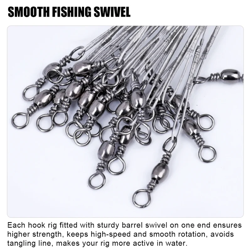 FTK Steel Fishing Line Accessory Tools with Anti-Bite Feature Wire Leader Treble Hooks Lead Core Leash for River Fishing