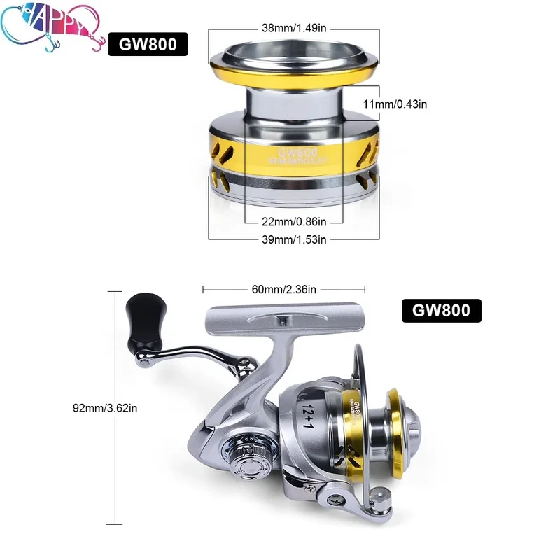 Max Drag 8kg LIGHTWEIGHT Deep spool 800S Metal Spool left right inter-changeable handle Fishing Reel Carp Spinning Fishing Reel
