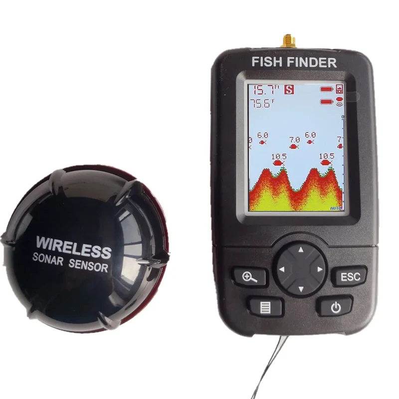 Wireless Sonar Underwater Visual HD Fishing Finder Detector Ultrasonic Fish Finder LCD Display 100m Width and 40m Depth