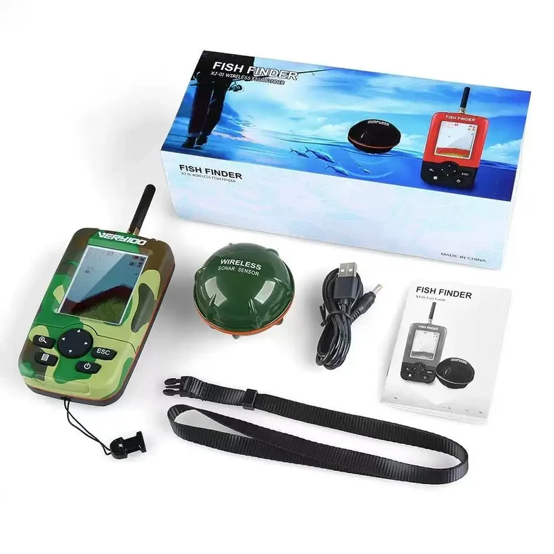 Wireless Sonar Underwater Visual HD Fishing Finder Detector Ultrasonic Fish Finder LCD Display 100m Width and 40m Depth
