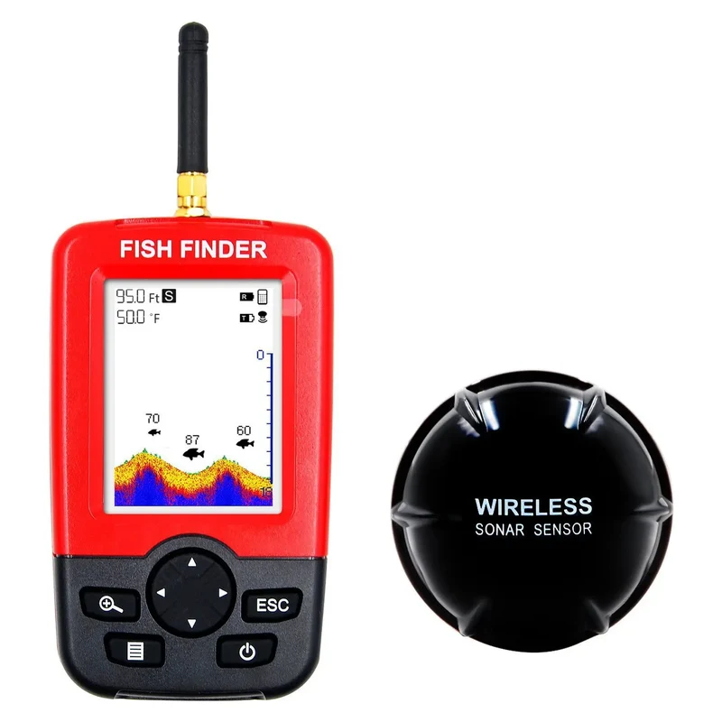 Wireless Sonar Underwater Visual HD Fishing Finder Detector Ultrasonic Fish Finder LCD Display 100m Width and 40m Depth