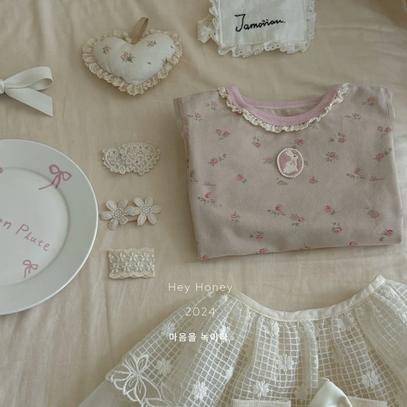 Spot Large and Small Roll Heyhoney24 Lycra Cotton Boys and Girls Autumn Clothes Intimates Printed Home Clothes Pajamas Two-Piece Set