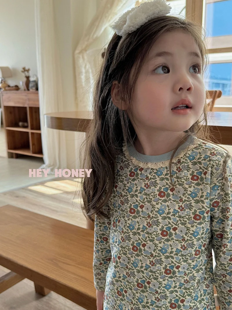 Spot Large and Small Roll Heyhoney24 Lycra Cotton Boys and Girls Autumn Clothes Intimates Printed Home Clothes Pajamas Two-Piece Set