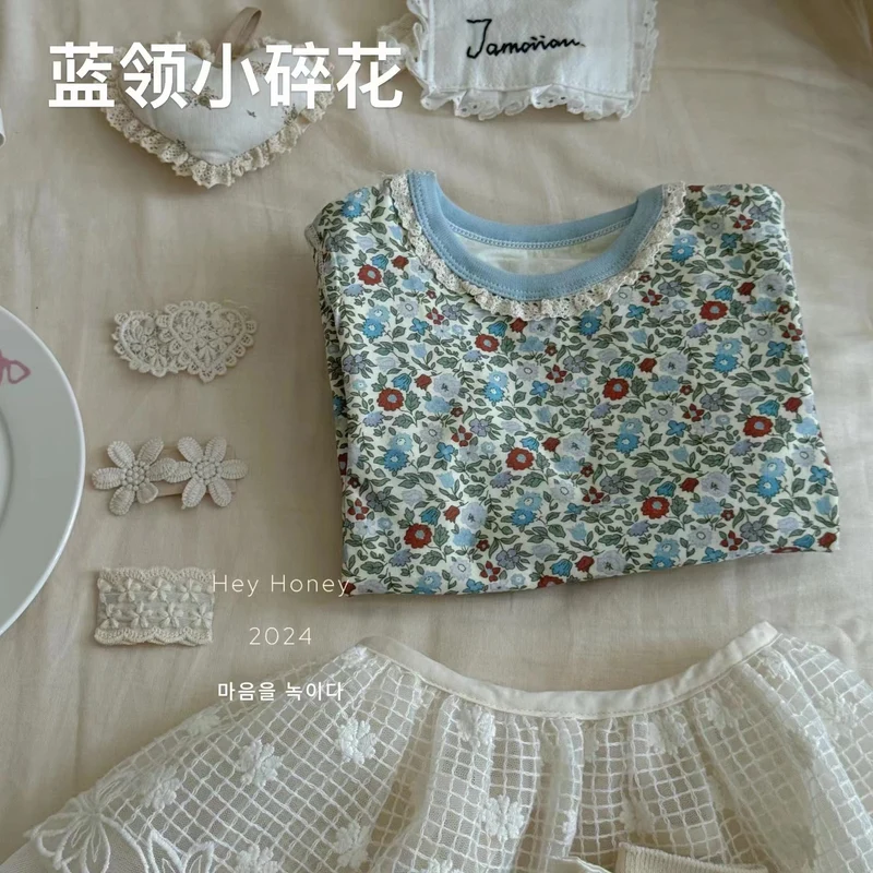 Spot Large and Small Roll Heyhoney24 Lycra Cotton Boys and Girls Autumn Clothes Intimates Printed Home Clothes Pajamas Two-Piece Set