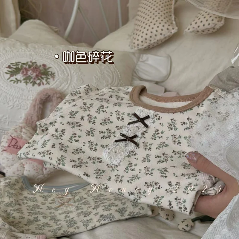 Spot Large and Small Roll Heyhoney24 Lycra Cotton Boys and Girls Autumn Clothes Intimates Printed Home Clothes Pajamas Two-Piece Set