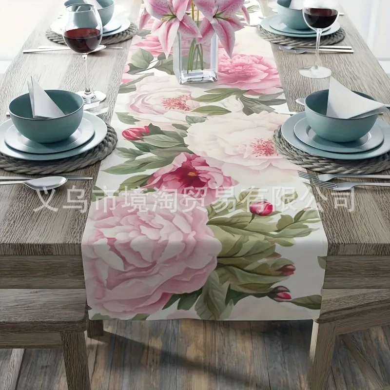 Linen Table Runner Pastoral Flower Lemon Summer Home Dining Table Outdoor Decoration Printed Tablecloth Table Runner